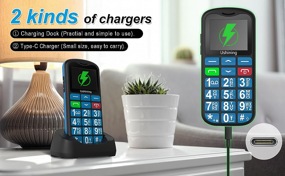 Yarvu ® – Easy – 4G – Senioren Mobiele Telefoon + Oplaadstation – Grote Toetsen – Big Button Mobiel – Ouderen – NIEUW!