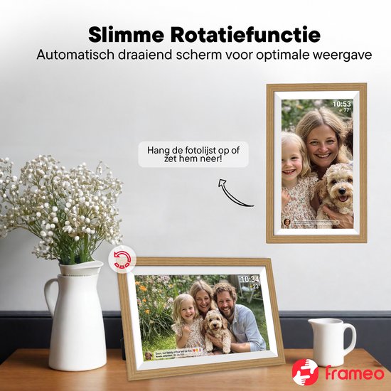 VERPAKKINGSSCHADE - Denver Digitale Fotolijst 15.6 inch - XL - Full HD - Frameo App - Houten lijst - WiFi - 32GB - IPS Touchscreen - PFF1505 - NIEUW