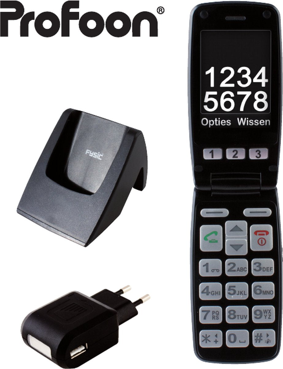 LET OP 2G NETWERK!! VERPAKKINGSSCHADE - Profoon PM 965 Big Button - Senioren GSM - Grote Toetsen - Klaptelefoon