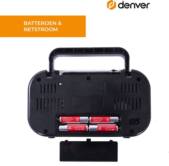 Denver FM Radio Retro - Noodradio / Noodpakket - Werkt op batterij of netstroom - Keukenradio - Draagbare Radio - Zwart