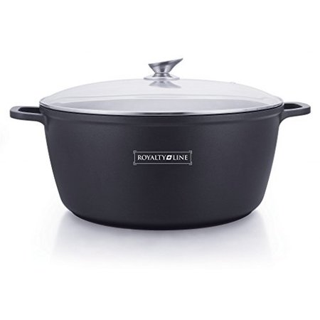 Royal Cuisine – 32 CM Soeppan / Braadpan – met Glazen afdekplaat – zwart NIEUW!