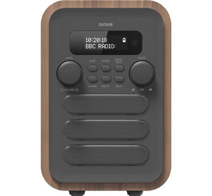 VERPAKKINGSSCHADE- Denver DAB-48 GREY – DAB radio – FM Radio – Bluetooth – Grijs – NEW!