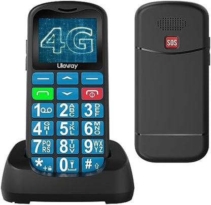 Yarvu ® – Easy – 4G – Senioren Mobiele Telefoon + Oplaadstation – Grote Toetsen – Big Button Mobiel – Ouderen – NIEUW!