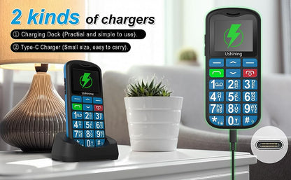 Yarvu ® – Easy – 4G – Senioren Mobiele Telefoon + Oplaadstation – Grote Toetsen – Big Button Mobiel – Ouderen – NIEUW!