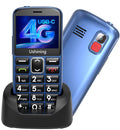 4G INCL SIMKAART – Blauwe – Senioren Mobiele Telefoon – Ondersteund 2G + 3G + 4G – Grote Toetsen – Met Oplaadstation – Big button GSM NIEUW!