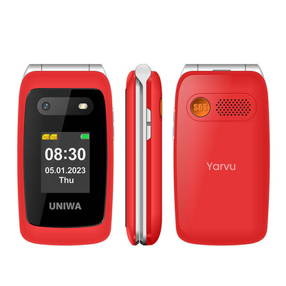 Yarvu ® – Uniwa – 4G Senioren GSM – Met Oplaadstation + Dual Screen – Grote Letters & Toetsen – Big Button GSM – Seniorentelefoon – Klaptelefoon – Mobiele Telefoon – Rood – NIEUW!