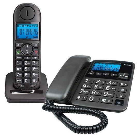 VERPAKKINGSSCHADE – Profoon – Twin Draadloze Dect Telefoon en Big Button vaste telefoon NEW!