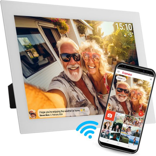 VERPAKKINGSSCHADE – Denver Digitale Fotolijst 10.1 inch – Glas Display – HD – Frameo App – Fotokader – WiFi – 16GB – IPS Touchscreen – PFF1037W – NEW!