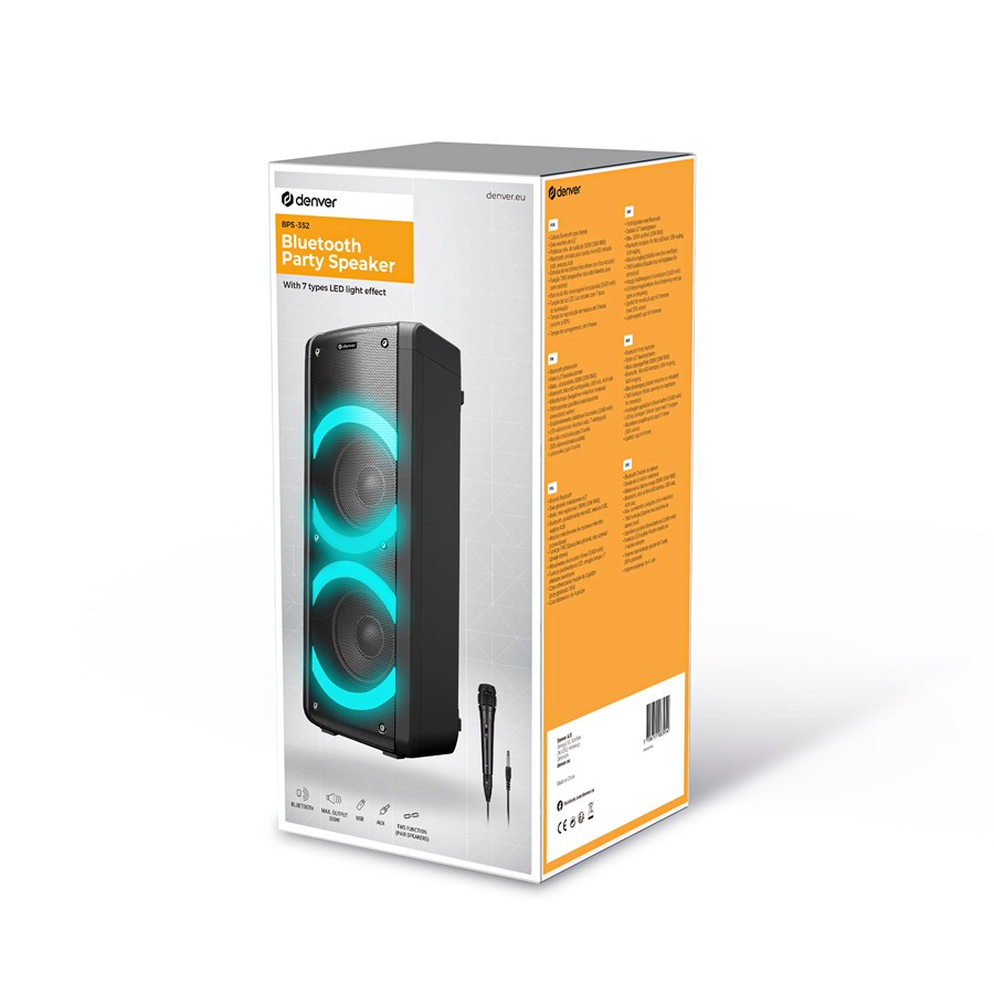 VERPAKKINGSSCHADE – Denver – Karaoke Bluetooth Speaker – USB – Incl Microfoon – Party Speaker – NIEUW