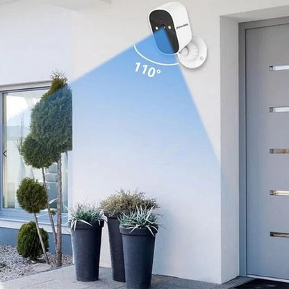 Beveiligingscamera – Oplaadbaar – Met Batterij – voor Binnen en Buiten Wi-Fi Security camera Indoor and Outdoor 1080p (Uitbreiding) – Wit 4K