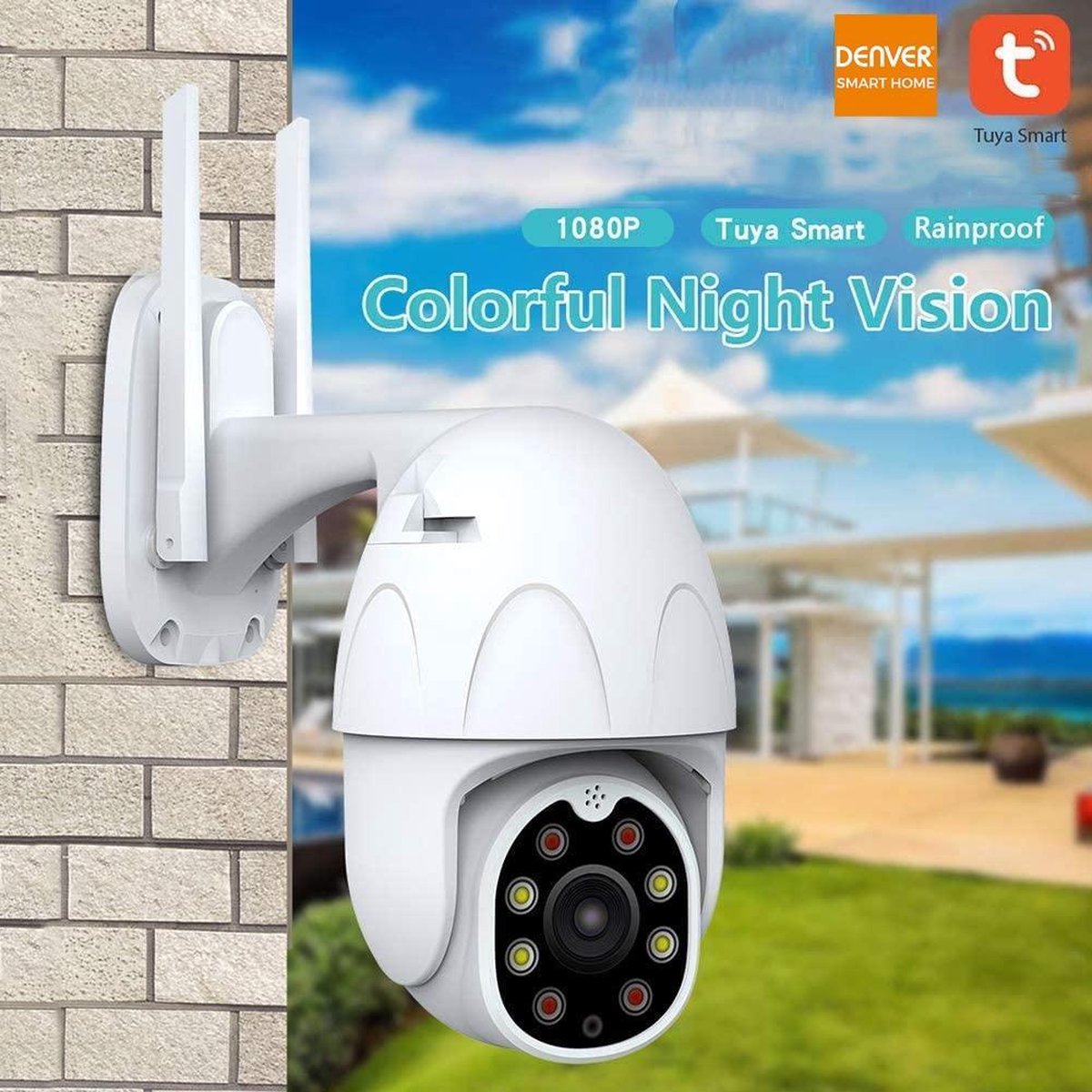 Denver – IP- Dome Bewakingscamera – Beveiligingscamera – Voor buiten beveiligingscamera – Werkt met TUYA – FULL HD – Gratis APP – NIEUW!