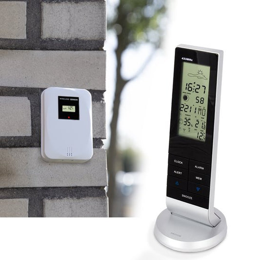 VERPAKKINGSSCHADE – Alecto WS-1150 Weerstation – Draadloze buitensensor en geanimeerde weersvoorspelling – Zwart