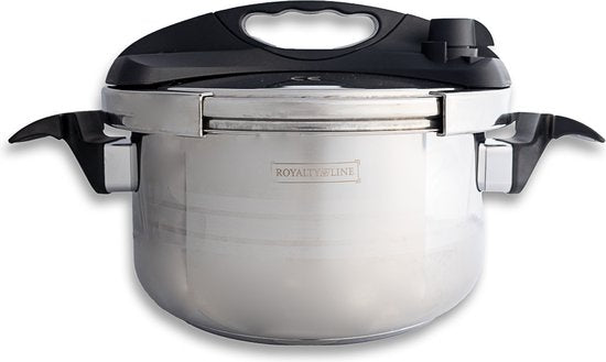 Royalty Line® RL24PS6LM Snelkookpan Inductie – 6 Liter / Ø 24cm – Snelkookpannen Voor Alle Warmtebronnen – Pressure Cooker Met Antiaanbaklaag – Instant koken – Eenhandig Mechanisme – RVS