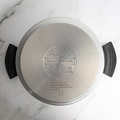 Royalty Line® PS8L Snelkookpan Inductie – 8 Liter / Ø 24cm – Snelkookpannen Voor Alle Warmtebronnen – Pressure Cooker – Instant koken – Eenhandig Mechanisme – RVS