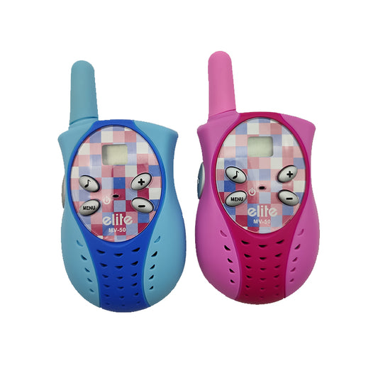 Elite – Walkie Talkie Set – Voor kinderen – 1 roze + 1 blauw – 3KM Bereik