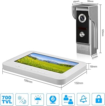 Deurintercom – Deurbel met Camera en Groot 7 inch Scherm – Intercom – Nachtzicht – Terugspreekfunctie – Display – Bewakingscamera – Beveiligingscamera – Deur Intercom