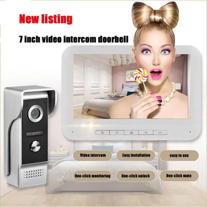Deurintercom – Deurbel met Camera en Groot 7 inch Scherm – Intercom – Nachtzicht – Terugspreekfunctie – Display – Bewakingscamera – Beveiligingscamera – Deur Intercom