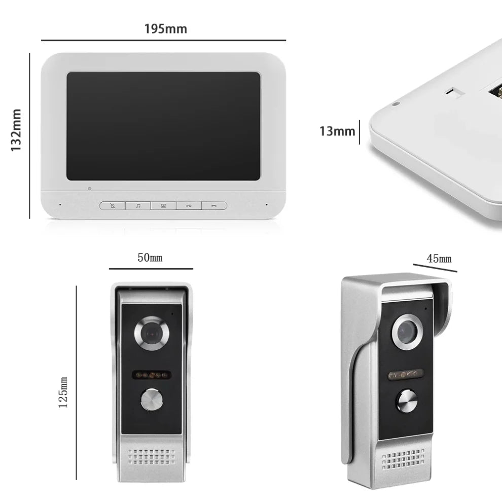 Deurintercom – Deurbel met Camera en Groot 7 inch Scherm – Intercom – Nachtzicht – Terugspreekfunctie – Display – Bewakingscamera – Beveiligingscamera – Deur Intercom