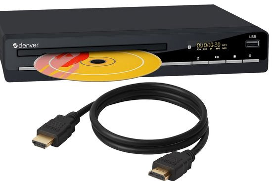 Denver - DVD Speler met HDMI aansluiting - HDMI Kabel meegeleverd - FULL HD - CD Speler - Coax / Scart / USB - Zwart Merk:Denver • Schrijf een review  •