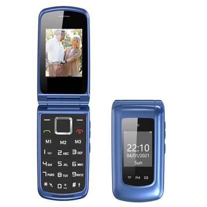 Yarvu ® – Flip 1 – 4G Senioren GSM + Simkaart Geleverd + Oplaadstation – Dual Sim – Dual Scherm – Big Button Mobiele Telefoon – Grote Toetsen & Cijfers – SOS Knop – Mobiel – Ouderen – Blauw NIEUW!