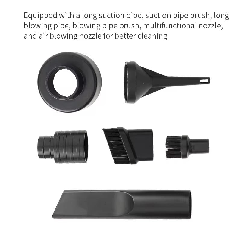 Stofzuiger - Kruimeldief - Auto stofzuiger - USB Oplaadbaar - Air Duster - 6 opzetstukken - Zuigen en blazen - Handstofzuiger - Stofreiniger