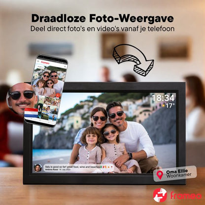 Denver Digitale Fotolijst 15.6 inch - XL - Full HD - Frameo App - Fotokader - WiFi - 16GB - IPS Touchscreen - PFF1503B NIEUW!