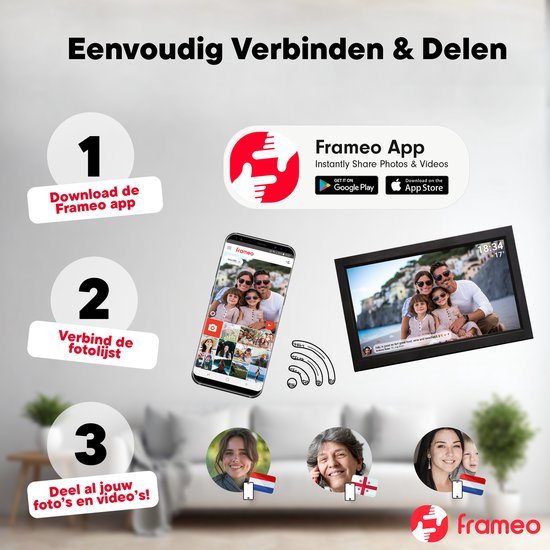 Denver Digitale Fotolijst 15.6 inch - XL - Full HD - Frameo App - Fotokader - WiFi - 16GB - IPS Touchscreen - PFF1503B NIEUW!