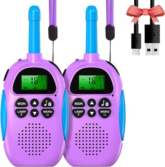Yarvu ® - Twintalker 5000 - Walkie Talkie - Voor Kinderen & Volwassenen - Oplaadbaar ingebouwde Accu - Paars