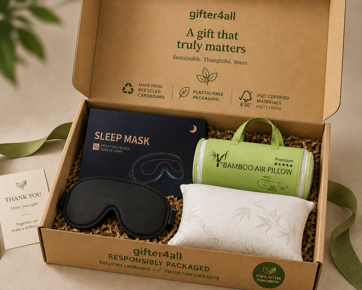 Kerstpakket - Dream & Relax Set - Bamboo Kussen + 3D Slaapmasker - NIEUW!