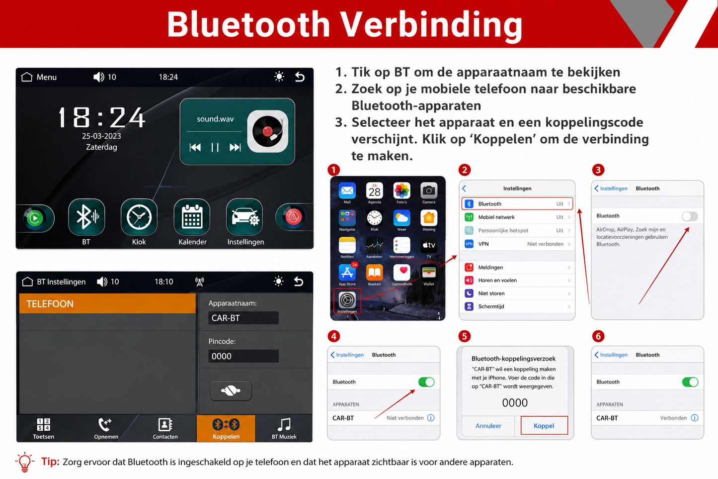Yarvu ® Geschikt voor CarPlay Scherm 7 Inch – Geschikt voor Android Auto Scherm + 32GB Micro SD - Draadloos - Navigatiesysteem Auto – Auto Scherm – Universeel – Met Touchscreen - Draadloos