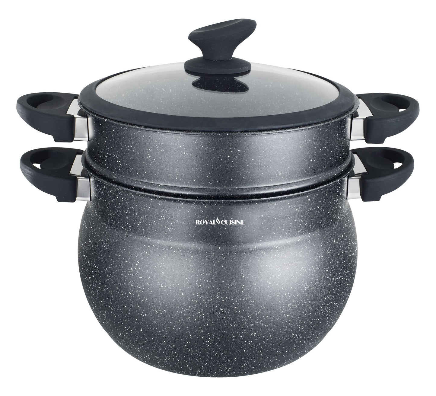 Couscous Pan – 12 Liter – Stoompan – Alle Warmtebronnen ( Ook Inductie) – Rijst en Groentestomer – Multisteamer – Aluminium – Met Glazen Deksel – Zwart – NIEUW!