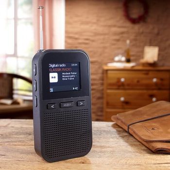 VERPAKKINGSSCHDE - Denver Mini DAB Radio - Oplaadbaar met USB - Portable - Zwart