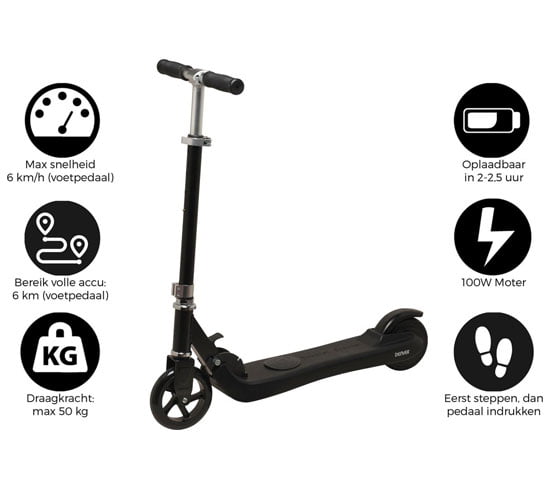 A SHOWMODELLEN – Denver Elektrische Kinder Step – 3 tot 9 jaar – Max 50 KG – 6KM/U – Zwart!