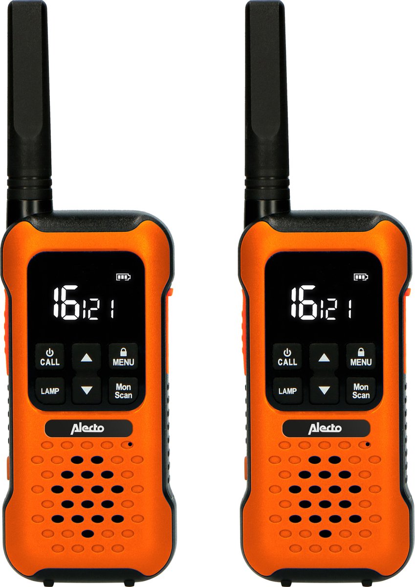 Alecto FR-300OE – Professionele – Robuuste Walkie Talkie 10 km | Drijvend, stof-en waterbestendig (IPX7) en Zaklamp met SOS functie | Oranje / Zwart NIEUW!