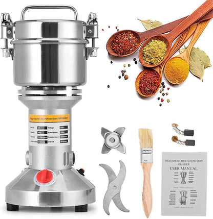 Elektrische Grinder voor Graan - Meel - Koffiebonen - Noten etc - Zilver