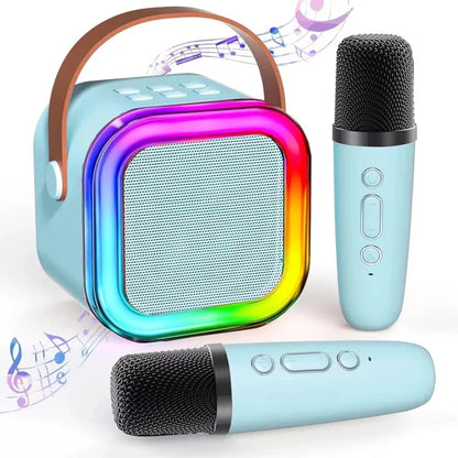 Karaoke Set - Met Bluetooth Speaker en 2 Draadloze Microfoon - Draagbare mini-lichtluidspreker - Karaokeset - Volwassenen en Kinderen - Blauw