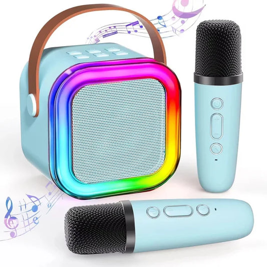 Karaoke Set - Met Bluetooth Speaker en 2 Draadloze Microfoon - Draagbare mini-lichtluidspreker - Karaokeset - Volwassenen en Kinderen - Blauw