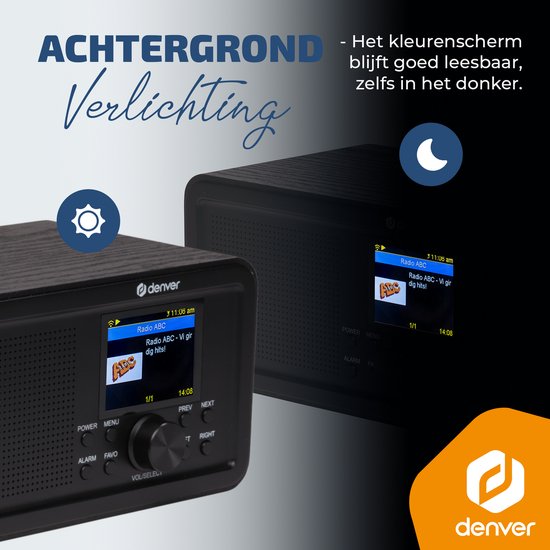 Denver 2 in 1 - DAB Internetradio - DAB - FM - Internetradio - Noodradio - Bluetooth - Alarmfunctie