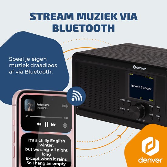 Denver 2 in 1 - DAB Internetradio - DAB - FM - Internetradio - Noodradio - Bluetooth - Alarmfunctie