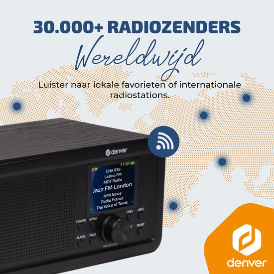 Denver 2 in 1 - DAB Internetradio - DAB - FM - Internetradio - Noodradio - Bluetooth - Alarmfunctie