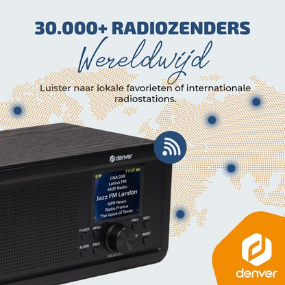 Denver 2 in 1 - DAB Internetradio - DAB - FM - Internetradio - Noodradio - Bluetooth - Alarmfunctie