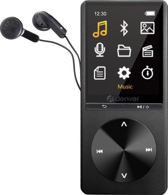 Denver MP3 / MP4 Speler - Bluetooth - USB - Shuffle - SD kaart tot 128GB - Incl. Oordopjes - Voice recorder - Dictafoon - MP1820 - Zwart