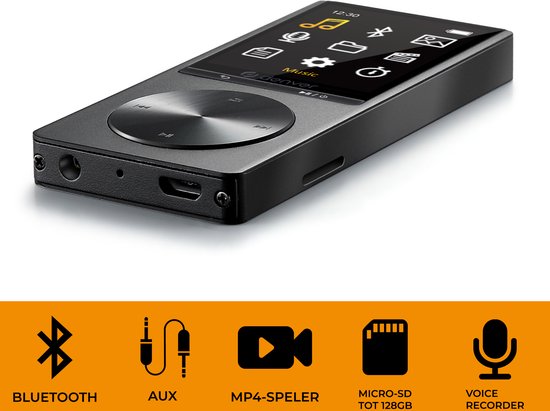 VERPAKKINGSSCHADE - Denver MP3 / MP4 Speler - Bluetooth - USB - Shuffle - SD kaart tot 128GB - Incl. Oordopjes - Voice recorder - Dictafoon - MP1820 - Zwart