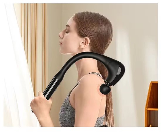 Yarvu -Massage Gun pistool – 2-in-1 Percussie Massagepistool – Draadloos Percussiemassageapparaat – Nek Rug Massage - Met 9 Snelheden – 4 Opzetstukken - Zwart