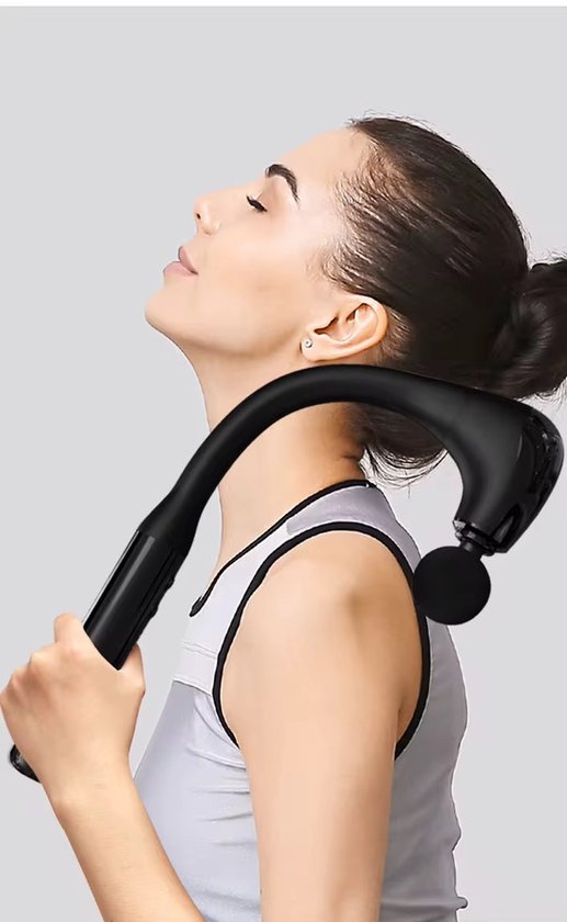 Yarvu -Massage Gun pistool – 2-in-1 Percussie Massagepistool – Draadloos Percussiemassageapparaat – Nek Rug Massage - Met 9 Snelheden – 4 Opzetstukken - Zwart
