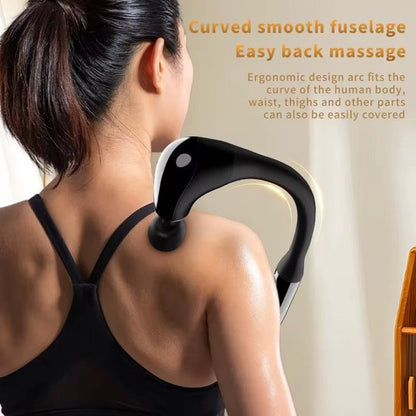 Yarvu -Massage Gun pistool – 2-in-1 Percussie Massagepistool – Draadloos Percussiemassageapparaat – Nek Rug Massage - Met 9 Snelheden – 4 Opzetstukken - Zwart