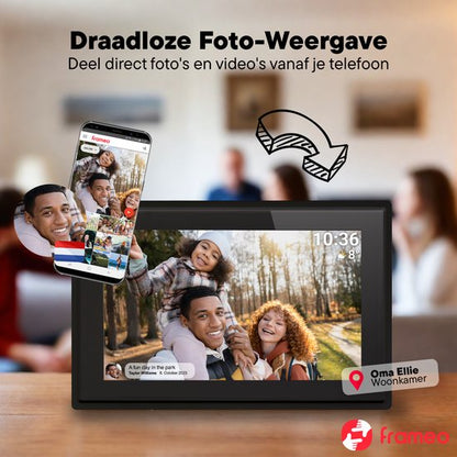 VERPAKKINGSSCHADE - Denver Digitale Fotolijst 7 inch - Frameo App - Fotokader WiFi - IPS Touchscreen - 8GB - PFF725B