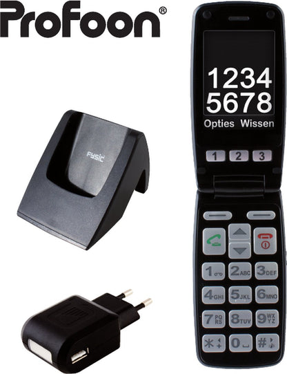 LET OP 2G NETWERK!! VERPAKKINGSSCHADE - Profoon PM 965 Big Button - Senioren GSM - Grote Toetsen - Klaptelefoon