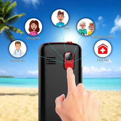 Yarvu ® - SeniorTalker - 4G Senioren Mobiele Telefoon + Simkaart Geleverd - Grote Toetsen & Cijfers - Big Button Mobiel - GSM Ouderen - GSM - SOS Noodknop - Snelkiestoetsen - Zwart