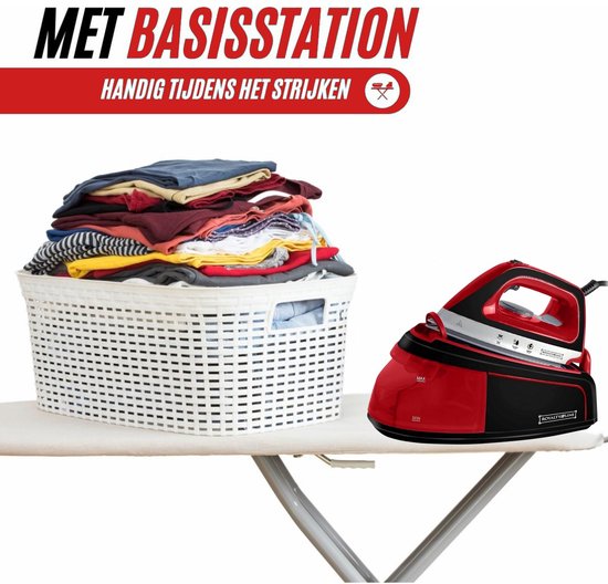 Royalty Line® DBST2300W Stoomstrijkijzer met Stoomgenerator - Strijkijzer - 2400W - Stoomstrijkijzers Met 1,2L Watertank - Iron - Keramische Zoolplaat - Rood